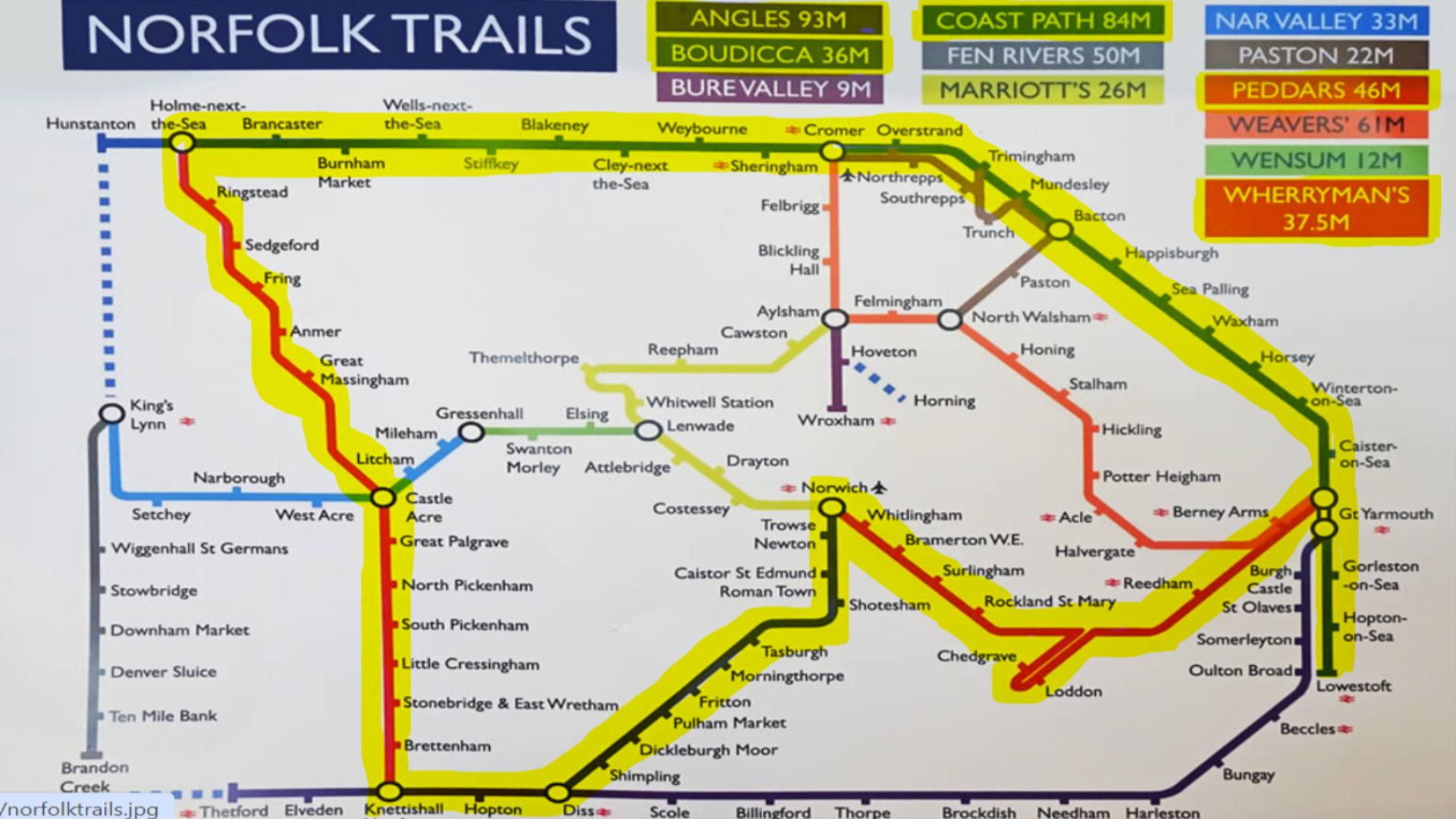 Norfolk Trails map